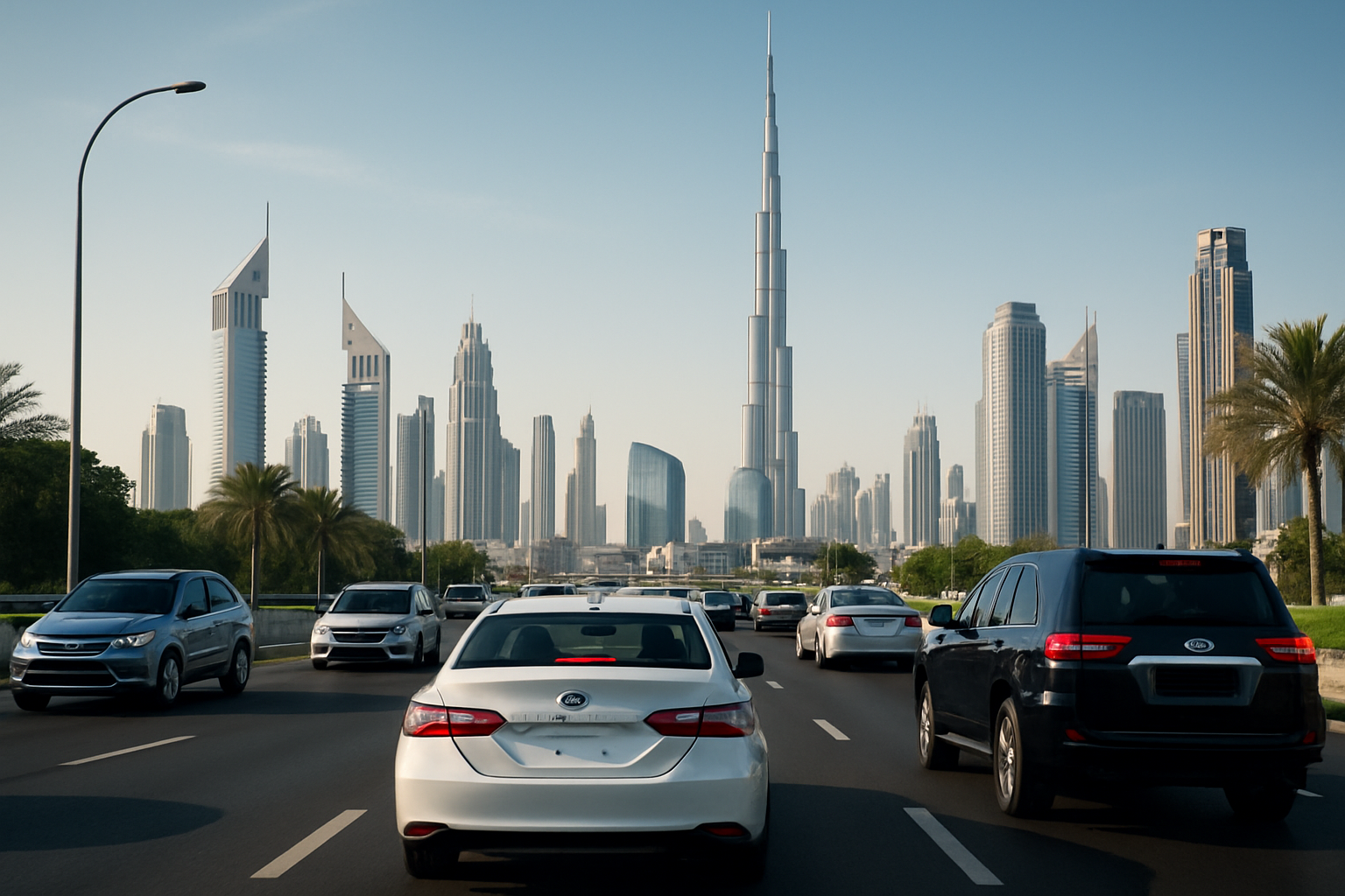 Scenic Dubai city roads with modern vehicles